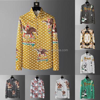 China Anti-pilling wholesale new men's spring and autumn shirts social clubs shape trends brands shape trends diamond printed shirts men for sale