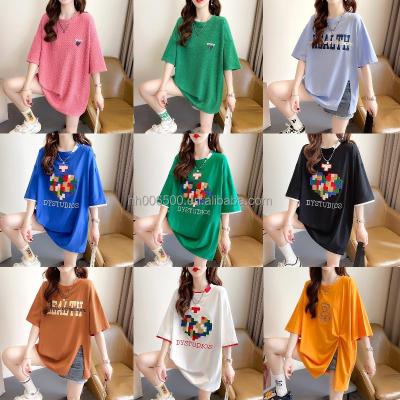 China High Quality 100% Cotton Short Thick Cotton Women's Anti-Wrinkle Sleeve T-shirt Custom Printed Women's T-shirt for sale