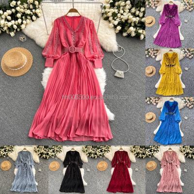 China 2023 Custom Wholesale Anti-Static Sexy Women's V-Neck Print Bowknot Purple Bubble Sheath Irregular Women's Maxi Dress for sale