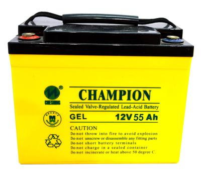 China China Champion Solar GEL Battery  12V55AH NP55-12-G Sealed Lead Acid Solar GEL Battery, Deep Cycle GEL Battery for sale