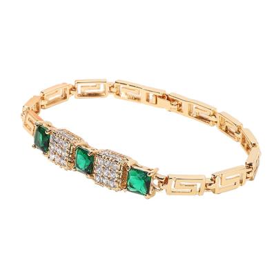 China Trendy Jewelry Emerald Birthstone Bracelet Zircon Custom Fashion Fashion Plated Women Bracelets & Bangles for sale