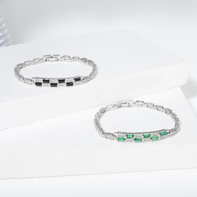 China Wholesale Green Stone Valentine Cz Bracelet For Women Fashion TREND Jewelry for sale