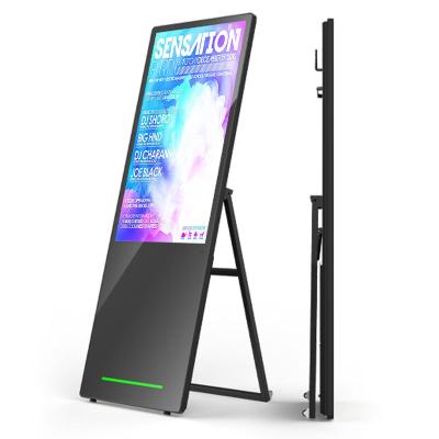 China Plug In Head USB Ultra Thin Capacitive Advertising Media 4k Mobile Poster Digital 43 49 55inch Wifi LCD Portable Signage for sale