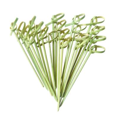 China Bamboo serving easily cleaned picks fruit salad finger loop ring bamboo skewers for sale