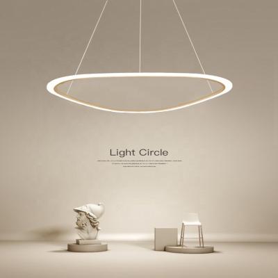 China Fashion Luxury Triangle Lamp Acrylic White Led Modern Contemporary Lighting Pendant Light Ring Chandelier For Home for sale