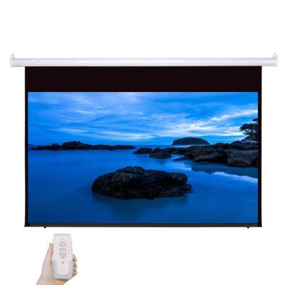 China Hot Sale Electric Ceiling Hanging Matte White 100 Inch Electric 16:9 Movie Cinema Projector Screen for sale