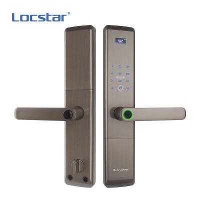 China Voice Announcements Locstar Fingerprint Smart Door Electronic Key Board With Handle Digital Keypad Touch Screen Lock for sale