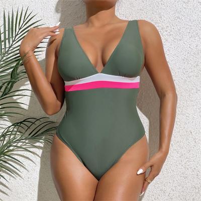 China Backless Sexy Female Monokini Summer Beach Swimwear Jumpsuit Women 2023 New V-Neck Breathable Strap Solid One-Piece Swimwear for sale