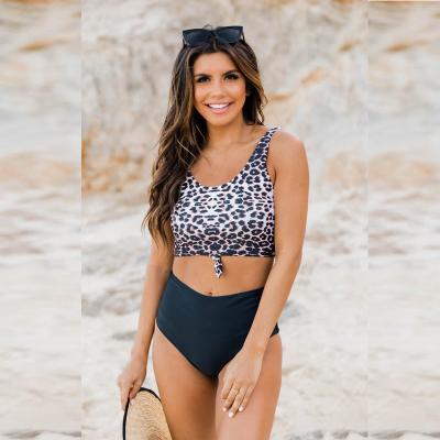 China Breathable Bikini Swimwear Women 2023 New Sexy Solid And Leopard Bikinis Set Beach Wear Summer Swimwear High Waist Swimwear For Female for sale