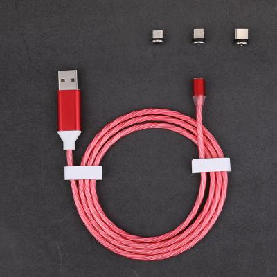 China Wholesale 3A Speed ​​LED Light Cable Fast Charging Magnetic Mobile Phone 3 in 1 USB Cable with Strong Magnet 1m/2m for sale