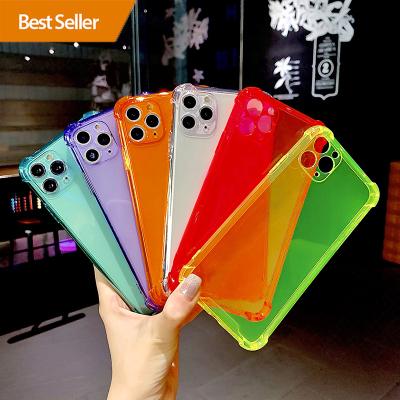 China New Candy Color Four Corners Shockproof Air Bag Thickened Anti-drop Soft TPU Cover Clear Clear Phone Case For iPhone 13 pro Max Case for sale