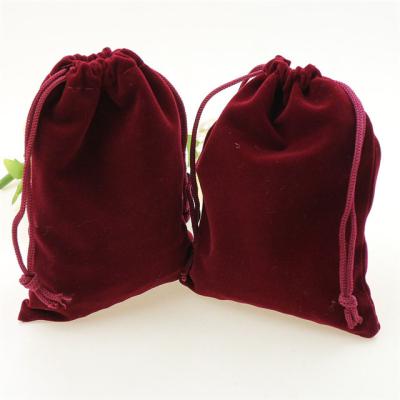 China Rope Handle 7x9 8x10 9x12cm Velvet Drawstring Pouch Bag With Jewelry Bag Christmas Wedding Gift Red Velvet Bags for sale