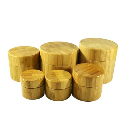 China Personal Care Glass Jar With Lid Bamboo Empty Cream Jars Containers Cosmetic Packaging Jar With Lid for sale