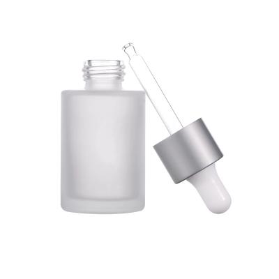 China 1OZ Round Frosted Glass Dropper Dropper Bottle Jars With Pipette For Serum Essential Oil Cosmetic Vials for sale