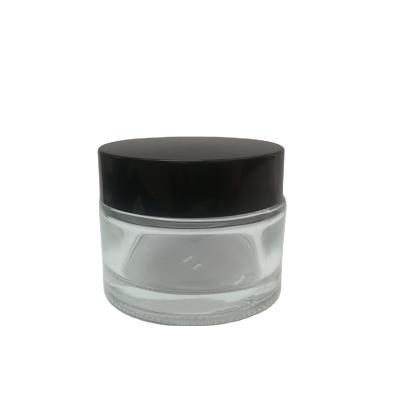 China Wholesale 50g Cosmetic Transparent Empty Glass Jar Cosmetic Cream Jars For Personal Care for sale