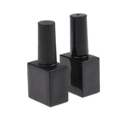 China hot sale 10ml rectangle eco-friendly glossy black glass manufacturer e refillable nail polish oil bottle with brush cover for sale