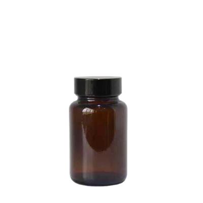 China Manufacture 400ml Amber Pharmaceutical Wide Mouth Glass Jar Pharmaceutical Bottle With Aluminum Lid for sale