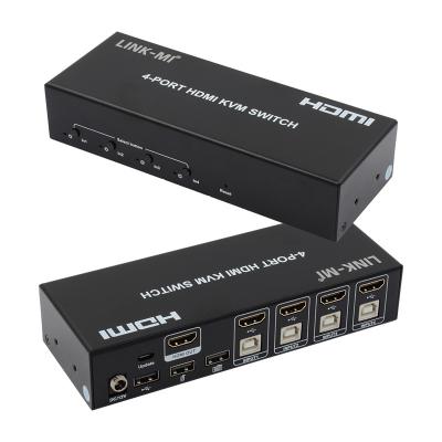 China No hay retraso HDMI KVM Switch 4 puertos Ip Kvm HDMI soporte teclas de acceso rápido Automático de conmutación en venta