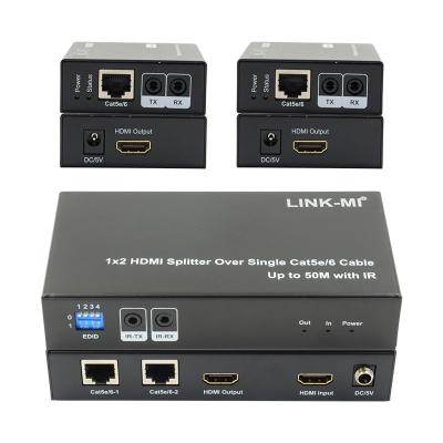 China 1X2 50M 4K HDMI Splitter über Cat5e/6 Kabelunterstützung 3D IR Cascading für 4 Schichten zu verkaufen