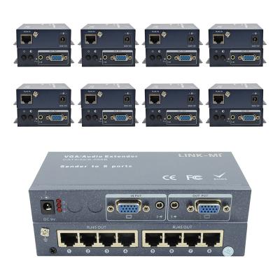 China 100m 200m 300m 1/8 VGA Splitter 1X8 Extender 1 To 8 Video Audio Extender for sale