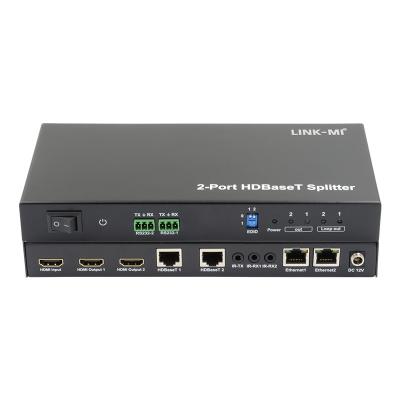 China 100m 1x2 HDBaseT Splitter met HDCP2.2 Compliance POC Ethernet en RS232 Pass Through Te koop