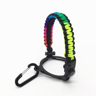 China Hot Selling Outdoor Sports Rainbow Sports Water Bottle Paracord Grips With Carabiner for sale