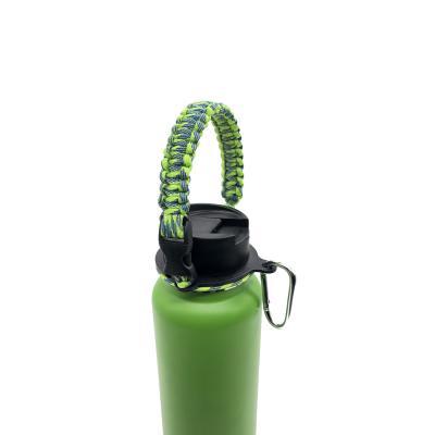 China Handmade Survival Bottle Grip Water Bottle Armor 2.0 Paracord Bottle Grip Flask Bottle Paracord Strap with Carabiner for sale