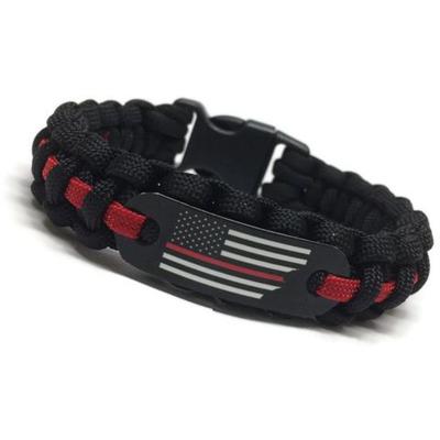 China Handmade Thin Red Line Paracord Survival Bracelet USA Flag Memorial Paracord Bracelet for sale