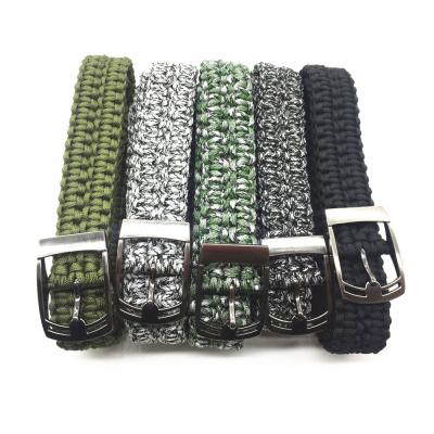 China Wholesale Custom Survival Color Rope Armor Paracord Belt Handmade Survival Belt For Outdoor Hiking for sale