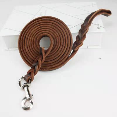 China Custom Cowhide Dog Rope Stable Supply Support Customized German Head Layer Traction Animal Production Leather Soft 2M3M Rope for sale