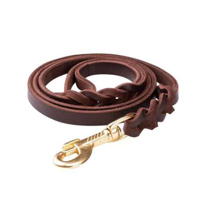 China Hot Selling Customized Soft And Sturdy Premium Leather Dog Lead Braided Pet Leash For Training And Walking for sale