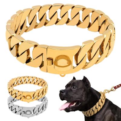 China 2022 Hot Sale 32mm Stainless Steel Pet Cathrow Viable Bulldog Bulldog Thick Chain Necklace for sale