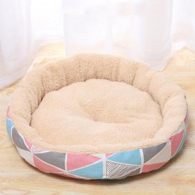 China 2022 Sustainable Cute Modern Round China Canvas Cheap Pet Designer Supplies Dog Bed for sale