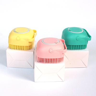 China Viable Pet Sweeps Bath Massage Brush Shampoo Dispenser Dog Shower Silicone Brush Body Grooming Scrubbers For Cat Pets Bathing Products for sale