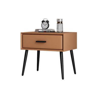 China Modern Nordic Minimalist Style Single Drawer Modern Design Leather Bedside Table for sale