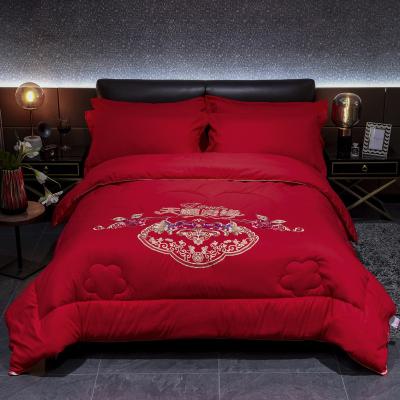 China Wholesale Traditional Chinese Warm Wedding Bedding Set Thickness Warmer Red Comforters For Wedding for sale