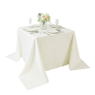 China Custom White Square Covered Polyester Handmade Tablecloth Reusable Table Cloth For Restaurant for sale