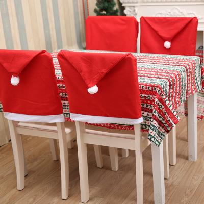 China 4pc Washable Red Hat Dining Chair Covers Christmas Chair Back Covers For Xmas Holiday Festival Decoration for sale