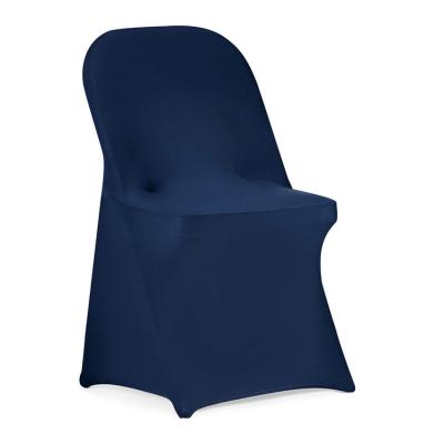 China Washable Solid Color Navy Blue Spandex Stretch Elastic Folding Chair Cover For Wedding Party Dining Banquet Event for sale