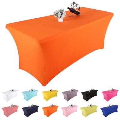 China Modern Rectangular Spandex Tablecloths Patio Table Fitted Stretch Covers For Birthday Party Wedding for sale