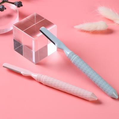 China Disposable Facial Stainless Steel Blade Folding Eyebrow Razor Eyebrow Trimmer for sale