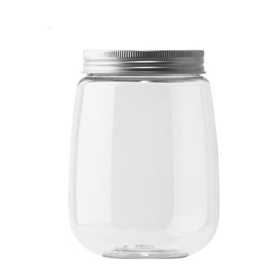 China Canned Food 500ml Recycled Food Storage Bottle Plastic Iced Drink Mason Jars for sale