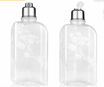 China BEAUTY PACKAGING factory stock body lotion bottle 250ml shower gel bottle pet tinker cap cut shampoo bottle for sale