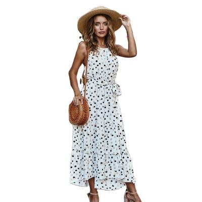 China 2021 Boho print style vacation women's long dress summer anti-static casual sleeveless beach vestidos for sale