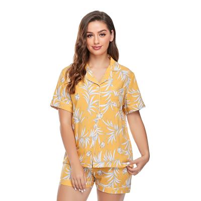 China Wholesale Breathable Loungewear Floral Print Ladies Nightgowns Pajamas Two Piece Set for sale