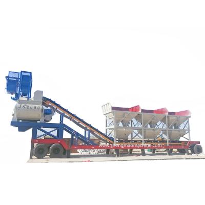 China Anlage YHZS60 Mini Batching Plant Portable Concrete mit horizontalem Zement-Silo zu verkaufen