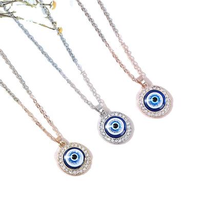 China New Style CLASSIC Round Diamond Heart Jewelry Fashion Blue Eye Pendant Necklace for sale