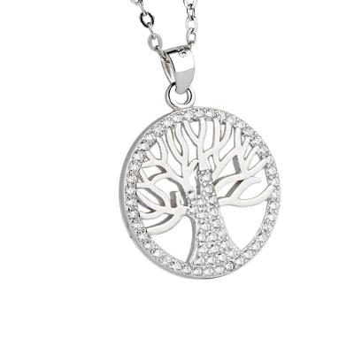 China Cute Wholesale Hollow Diamond 925 Sterling Silver Jewelry Tree Of Life Necklace Silver Temperament Women for sale