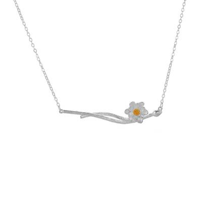 China Two Tone Chain Fashion Silver Gold And Flower Necklace Pure Silver for sale