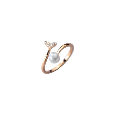 China Cute Women Jewelry Pearl Cuff Adjustable Fashion Antique Perfect Fish Ring for sale